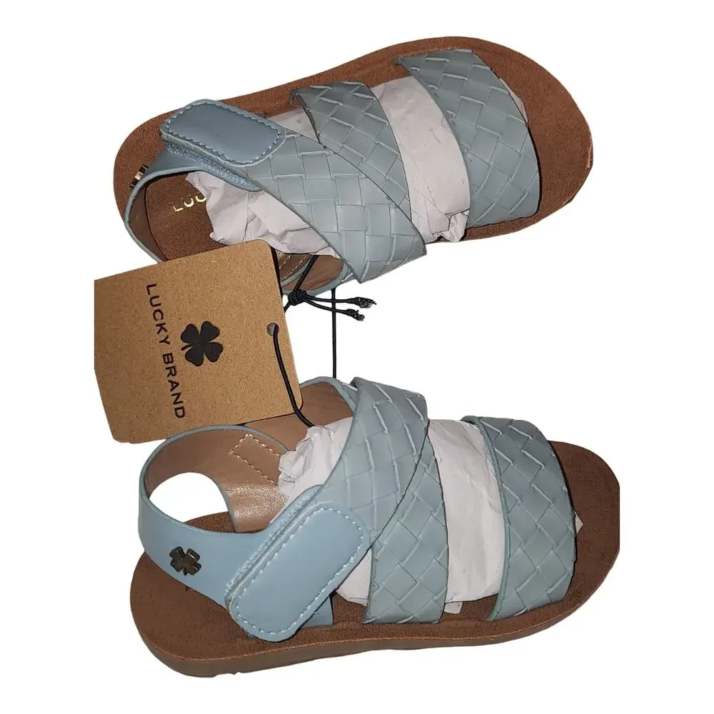 Lucky Brand Kids 12 Woven Strappy Sandals Light Blue Flat Summer Shoes New